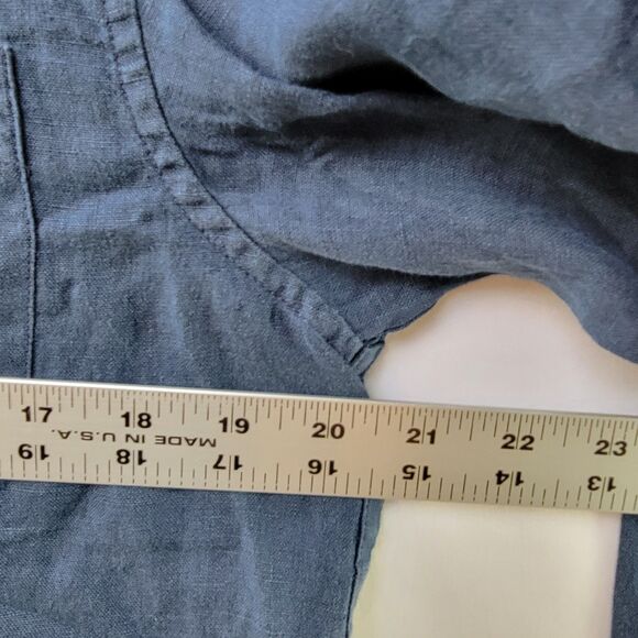 J CREW 100% Linen Navy Blue Brushed Twill Long-Sleeve Button-Down Shirt Size L - Picture 6 of 8